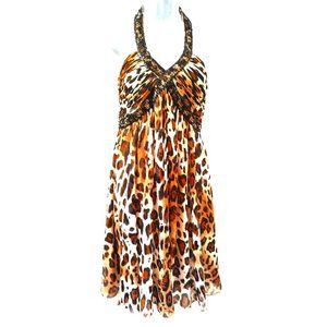 JS Boutique - Leopard Print Halter Cocktail Dress